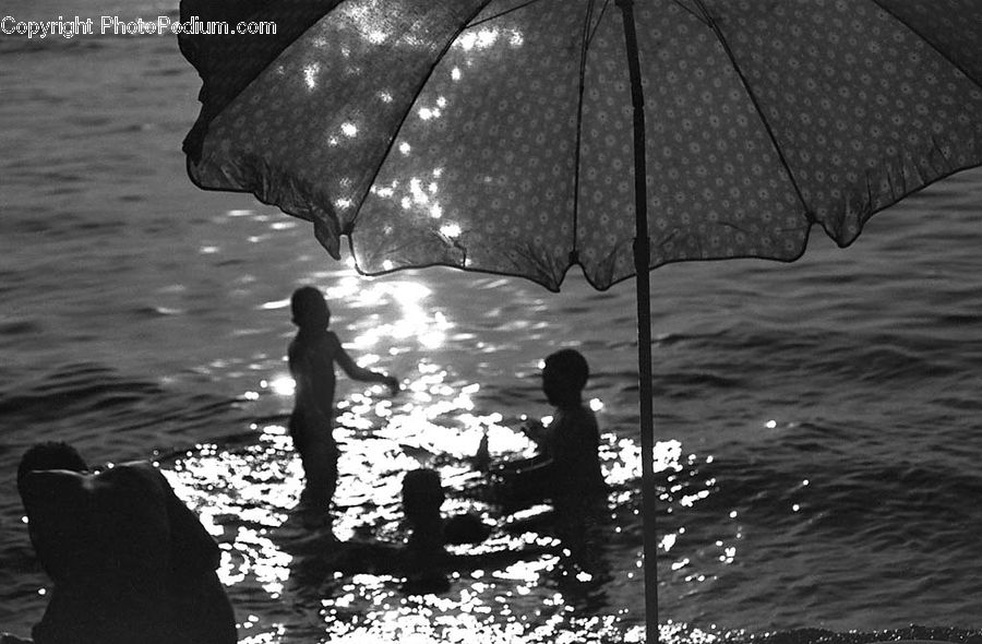 Umbrella, People, Person, Human, Silhouette, Water, Dock