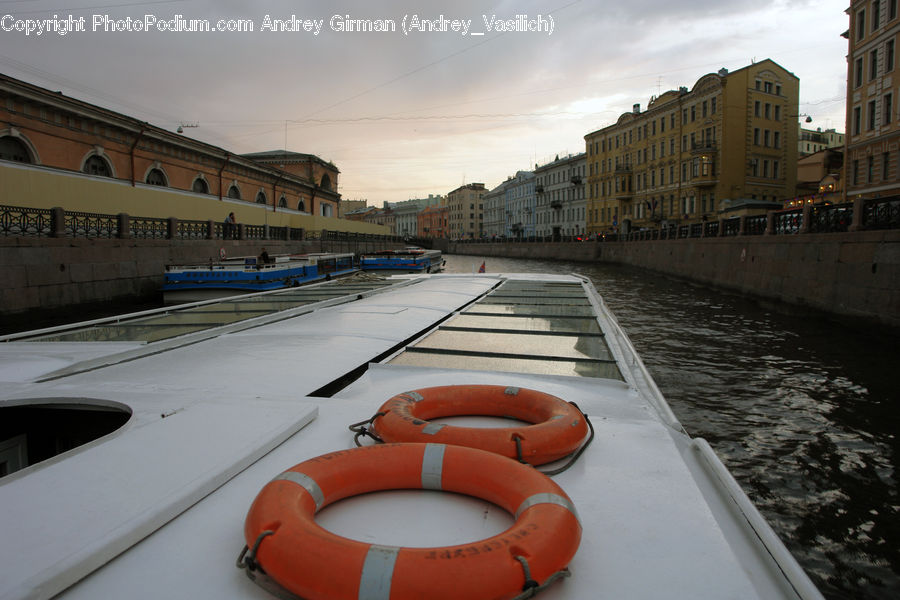 Life Buoy, Canal, Outdoors, River, Water, Apartment Building, Building