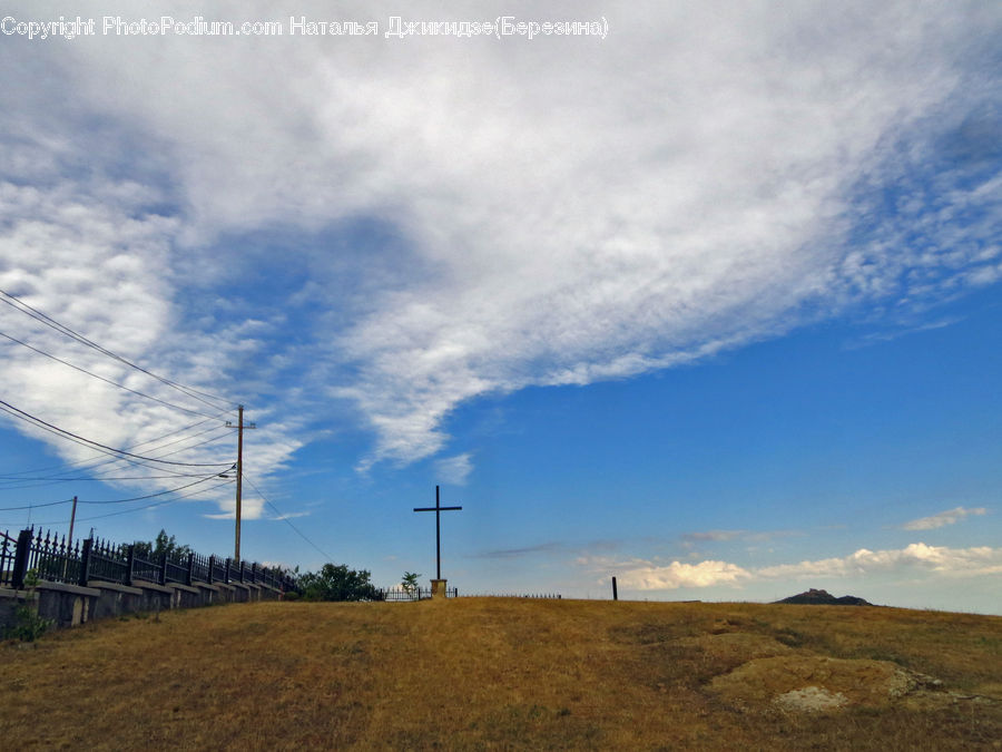 Dirt Road, Gravel, Road, Cable, Electric Transmission Tower, Power Lines, Field