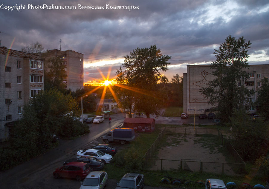 Parking, Parking Lot, Automobile, Car, Vehicle, Yard, Apartment Building