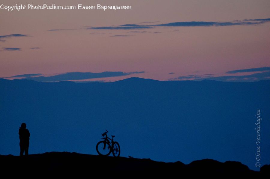 Dawn, Dusk, Red Sky, Sky, Sunrise, Sunset, Bicycle