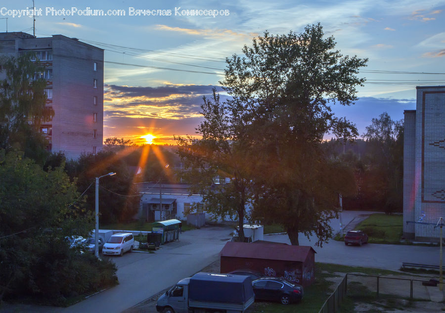 Dawn, Dusk, Sky, Sunrise, Sunset, Car, Van