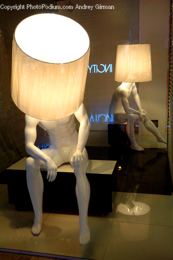 Figurine, Mannequin, Person, Glass, Goblet, Lamp, Lampshade