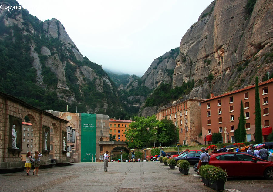 Automobile, Car, Vehicle, Architecture, Housing, Monastery, Road