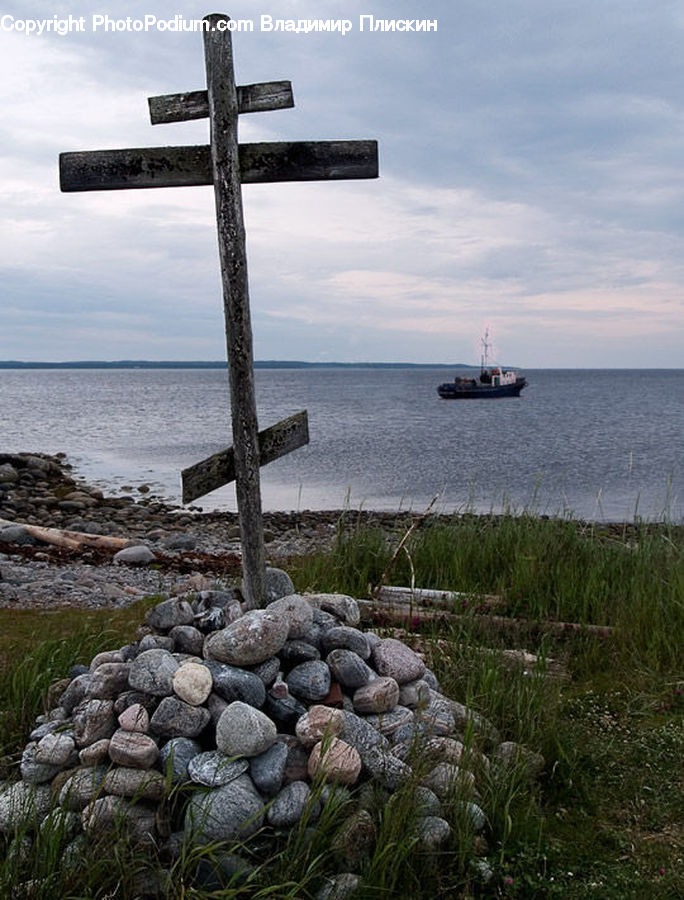 Cross, Coast, Outdoors, Sea, Water, Landscape, Nature