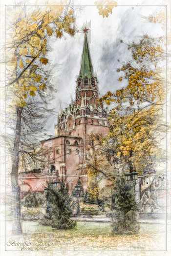 Московские зарисовки..Этюд.(Осень в Александровском саду.)