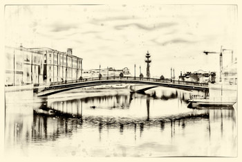 Московские зарисовки..Графика Водоотводного канала..