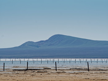 The Lake Baskunchak. View of the Big Bogdo mountain.