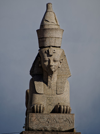 Egyptian sphinxes on the banks of the Neva. Historical center of Saint Petersburg.