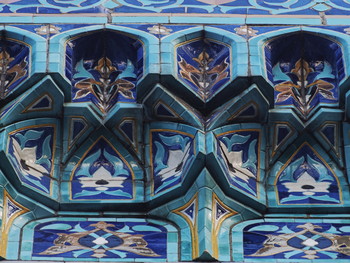 Tiles of the St. Petersburg Cathedral mosque. Center of old Saint Petersburg.