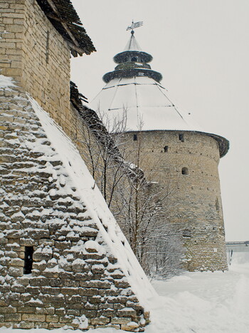 Part of the fortress wall and the corner tower.