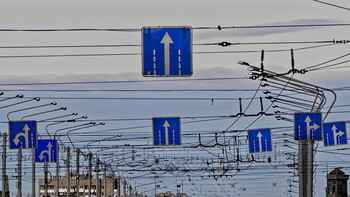 Signs and lines in the sky.