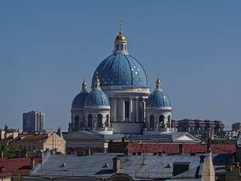 Church domes above the roofs of the city.