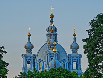The blue domes of St. Petersburg cathedrals.
