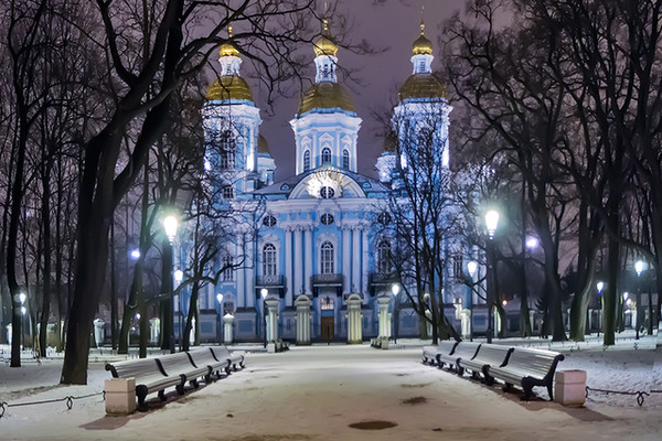 Никольский собор ночью Омск